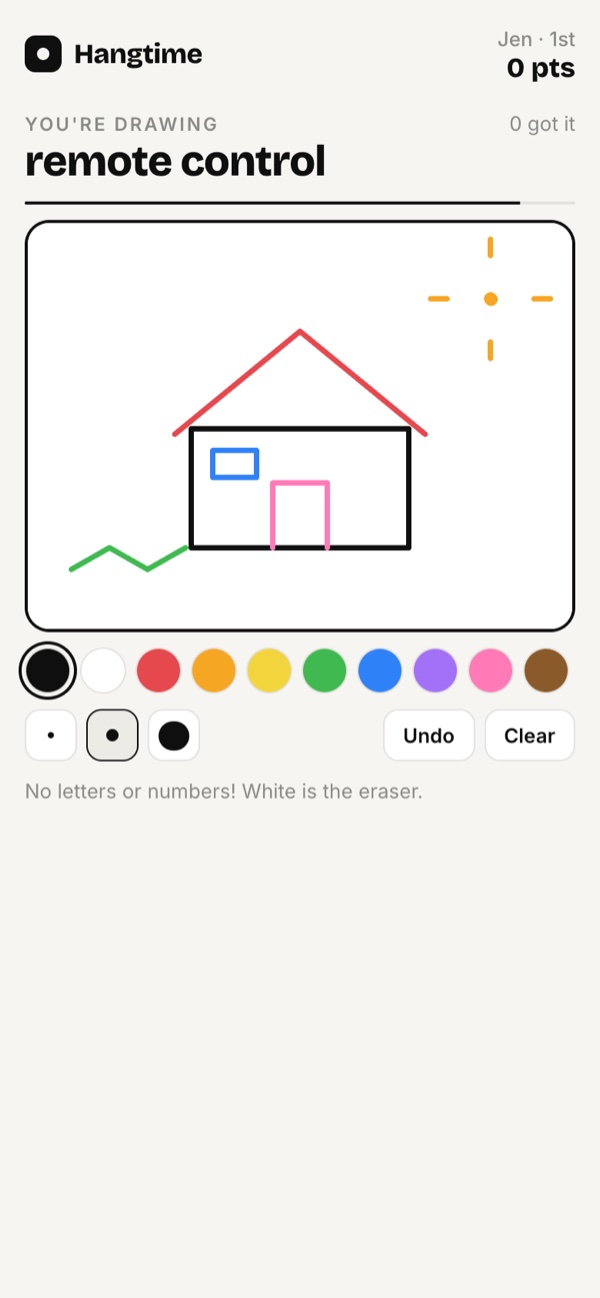 A phone with a drawing canvas, colors and brush sizes